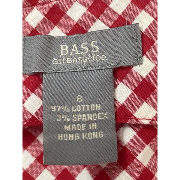 G.H Bass Dress Jumper Cotton Sleeveless Red White Plaid Checker Size 8 - Picture 6 of 6